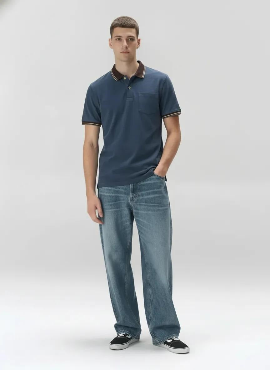 Men Air Force Polo Collar Pockets T-shirt