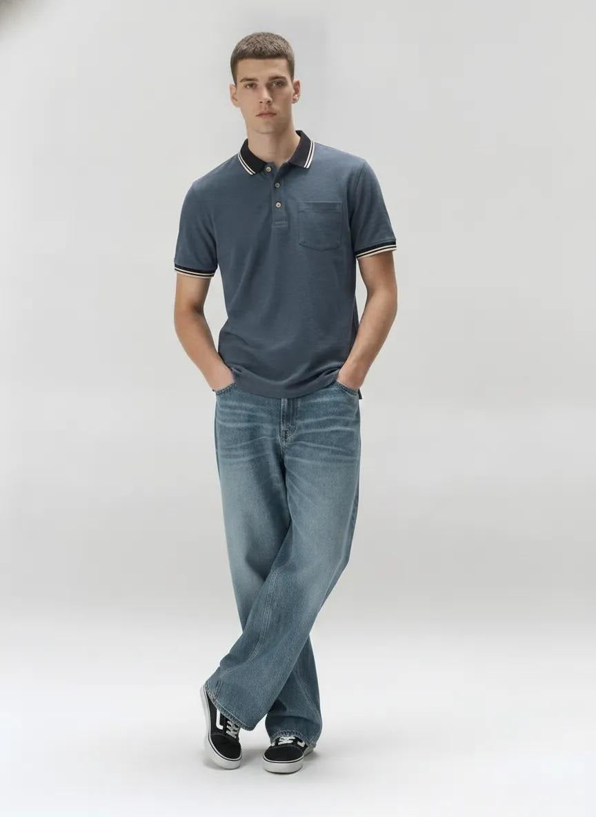 Men Air Force Polo Collar Pockets T-shirt