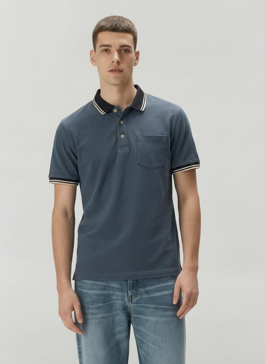 Men Air Force Polo Collar Pockets T-shirt
