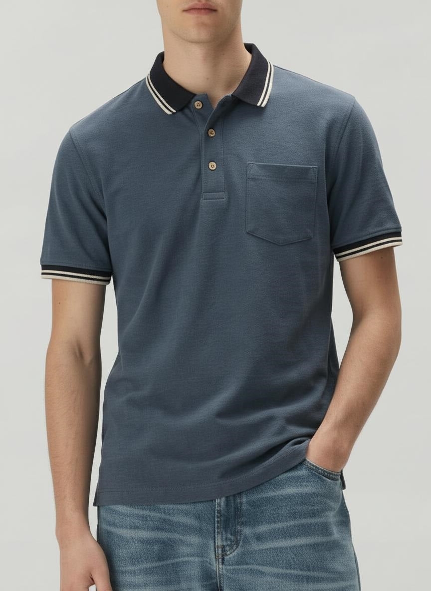 Men Air Force Polo Collar Pockets T-shirt