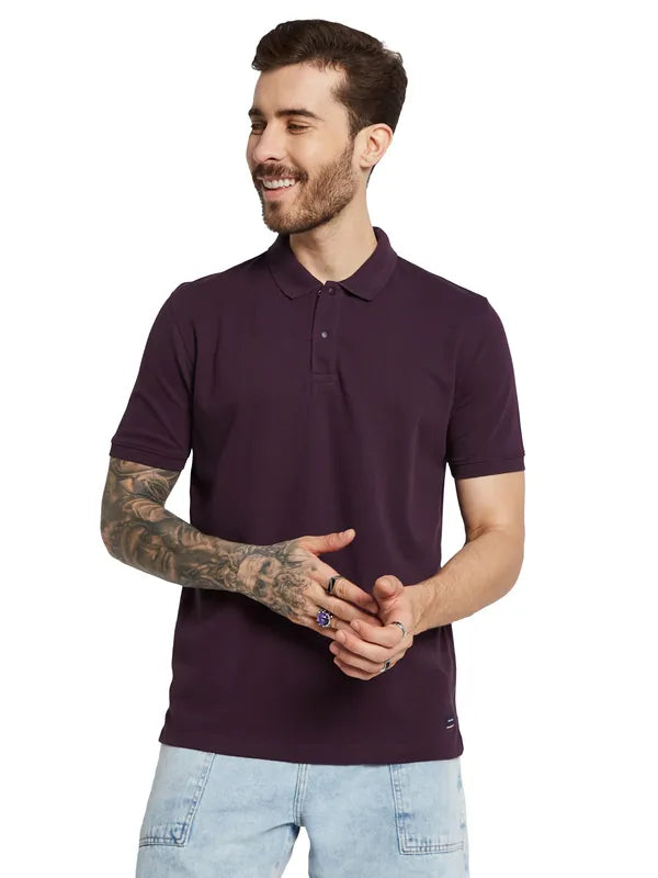 Octave Men Polo Collar Applique T-Shirt