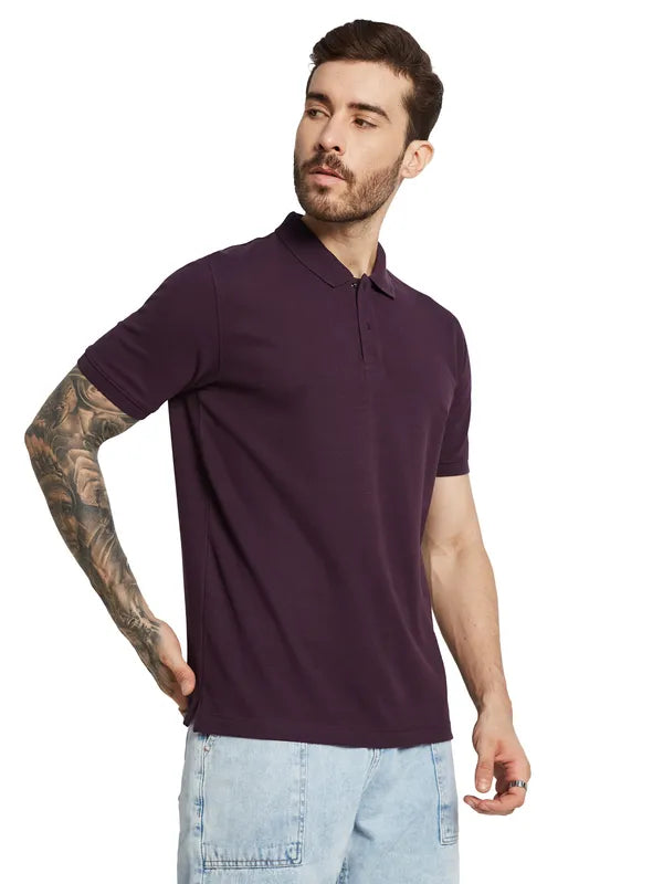 Octave Men Polo Collar Applique T-Shirt