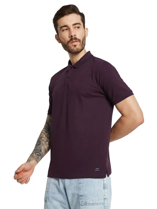 Octave Men Polo Collar Applique T-Shirt