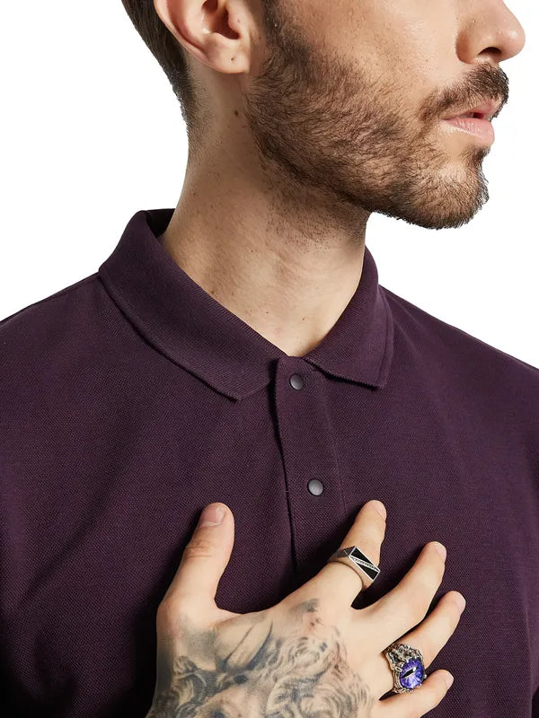 Octave Men Polo Collar Applique T-Shirt