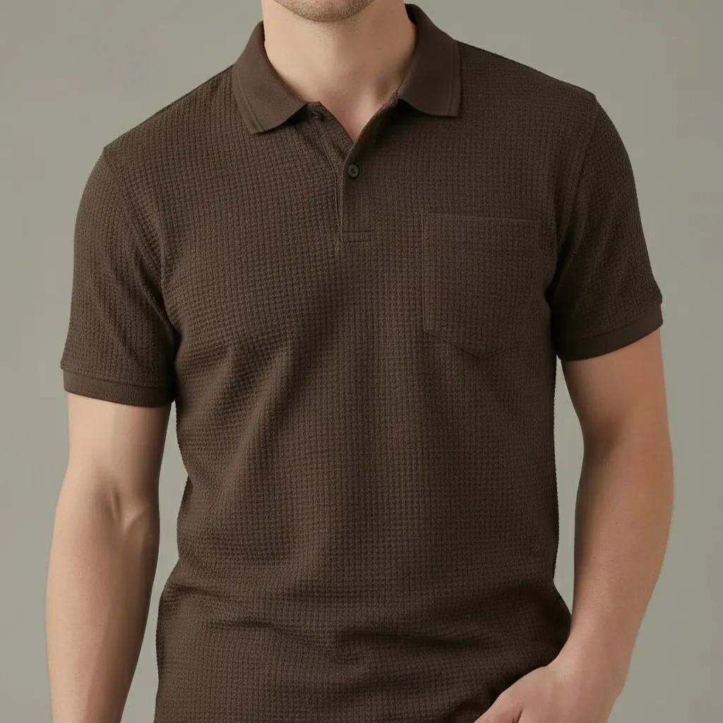 Men Coffee Polo Collar T-shirt