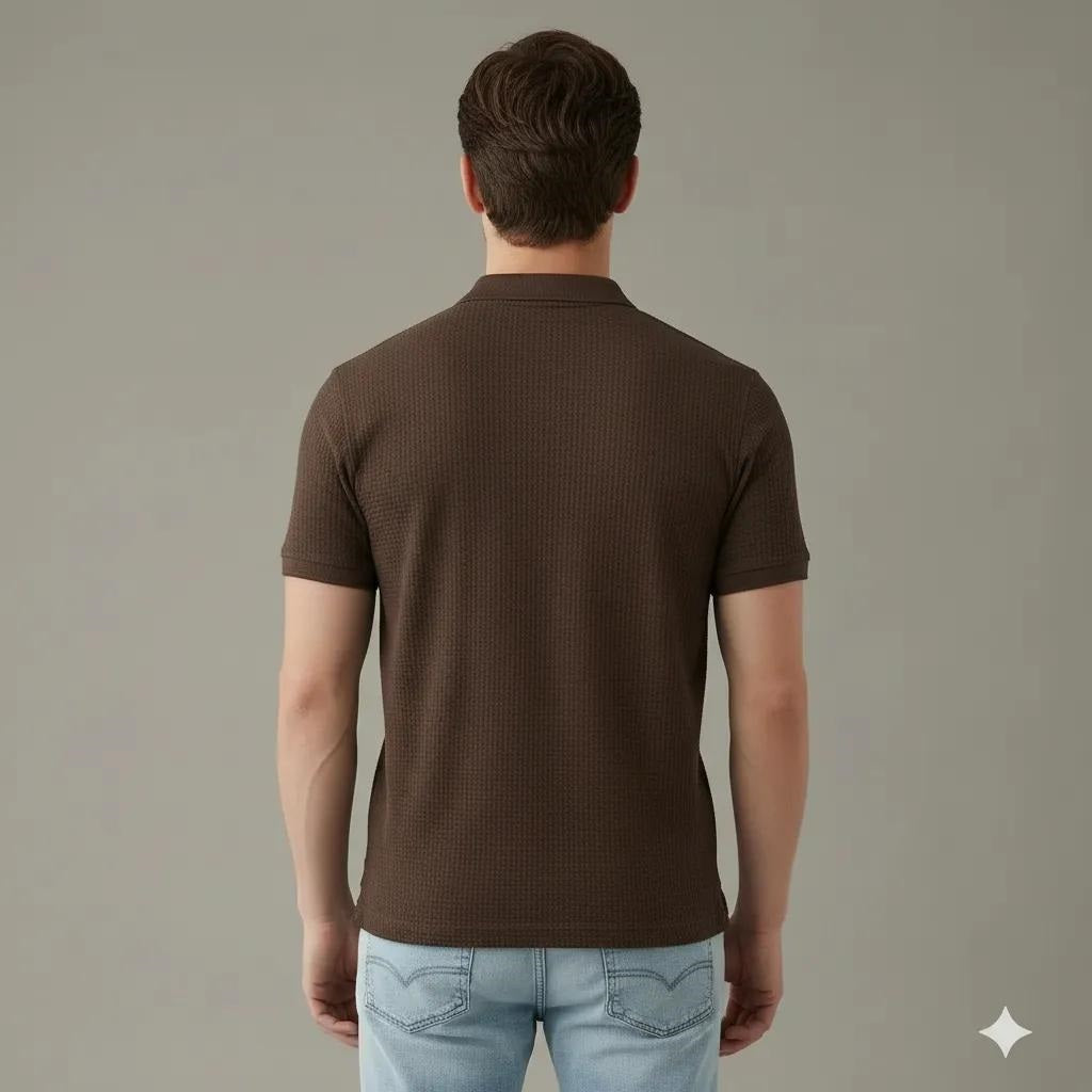 Men Coffee Polo Collar T-shirt