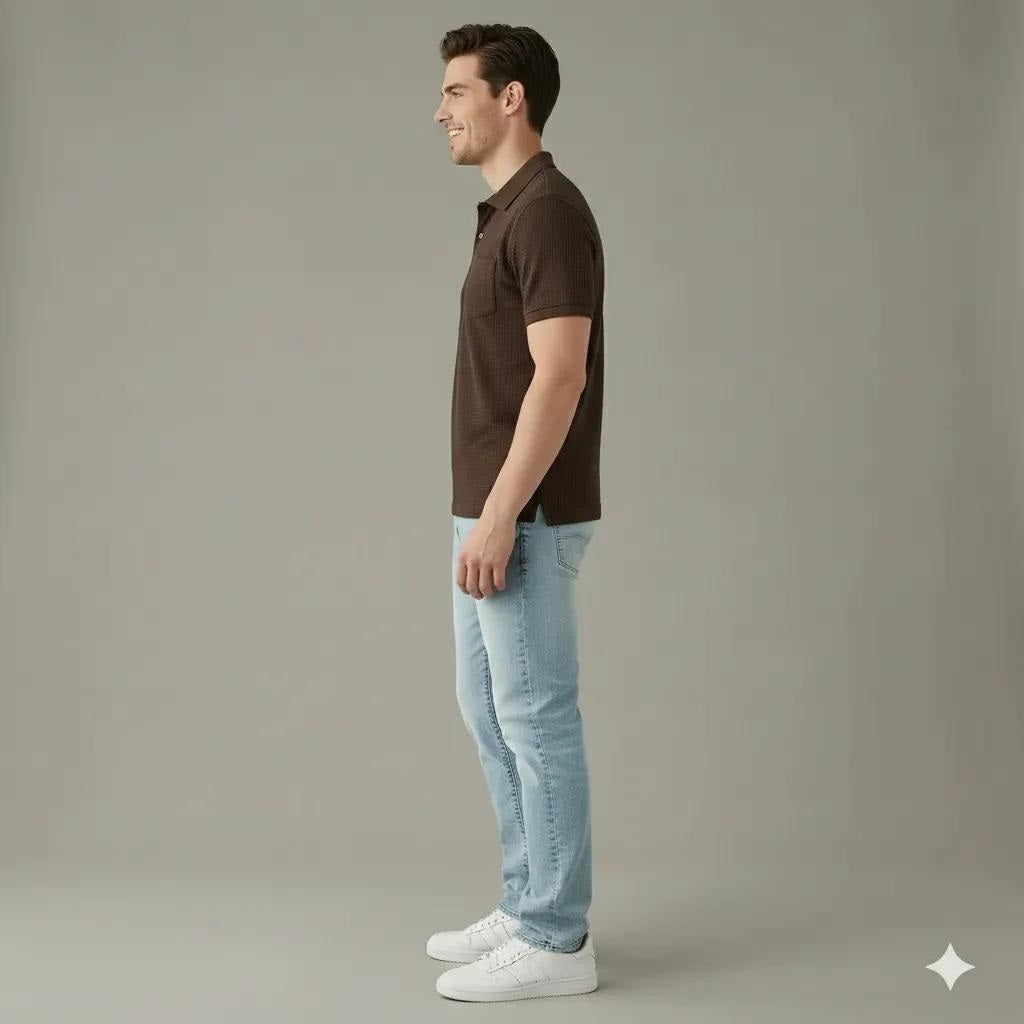 Men Coffee Polo Collar T-shirt