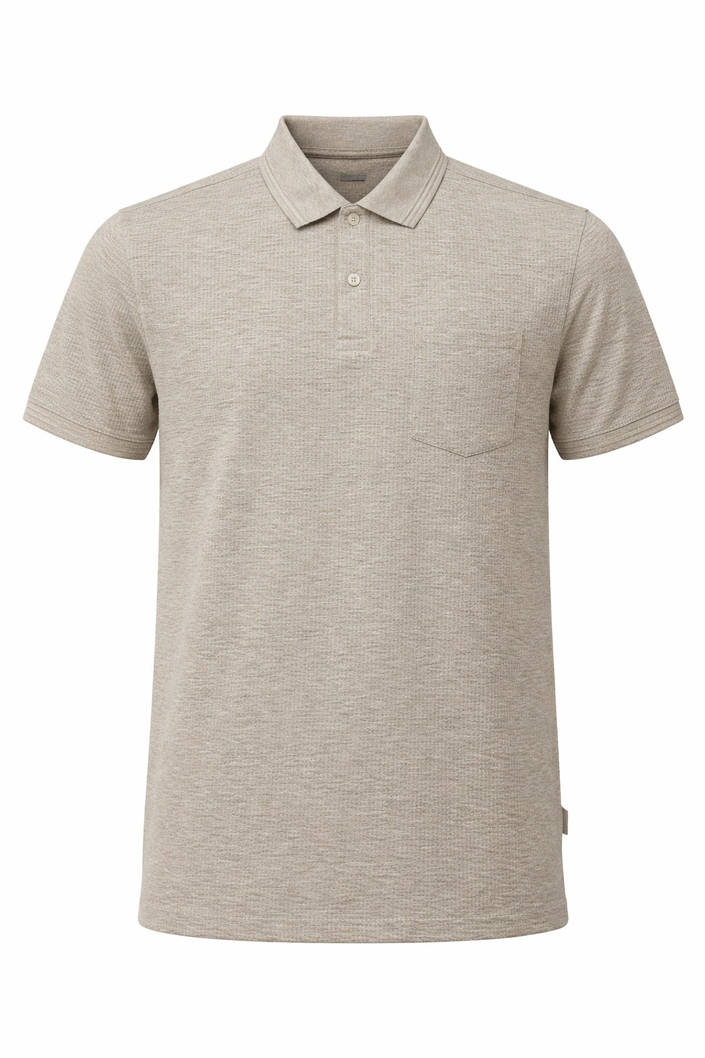 Men Linen Melange Polo Collar Pockets T-shirt