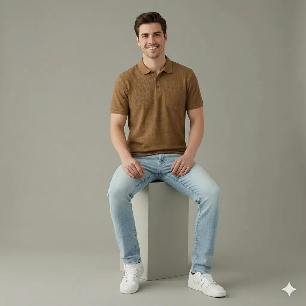Men Mocha Polo Collar T-shirt