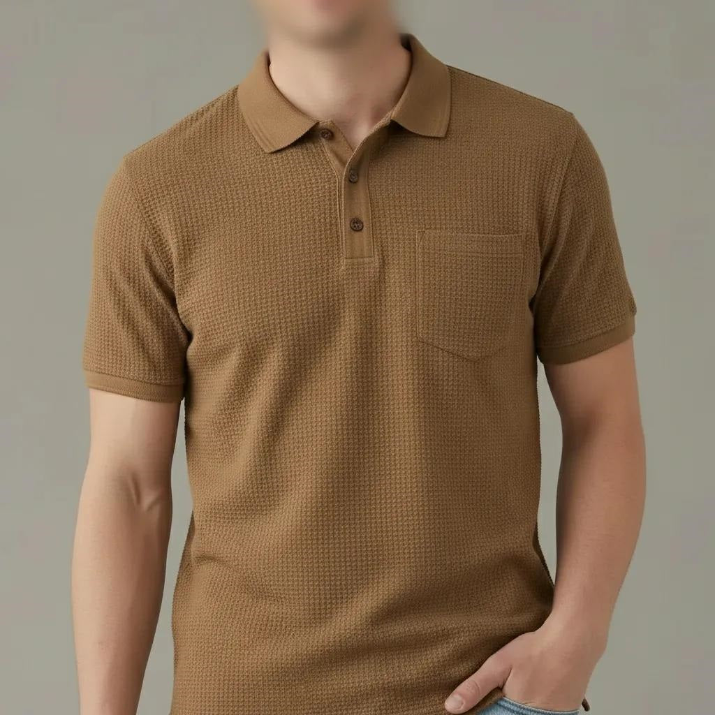Men Mocha Polo Collar T-shirt