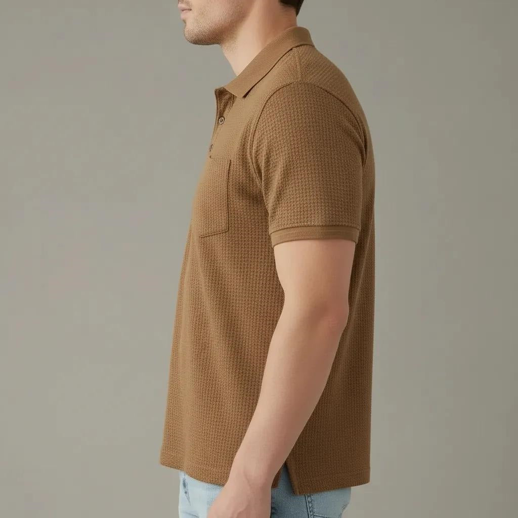 Men Mocha Polo Collar T-shirt