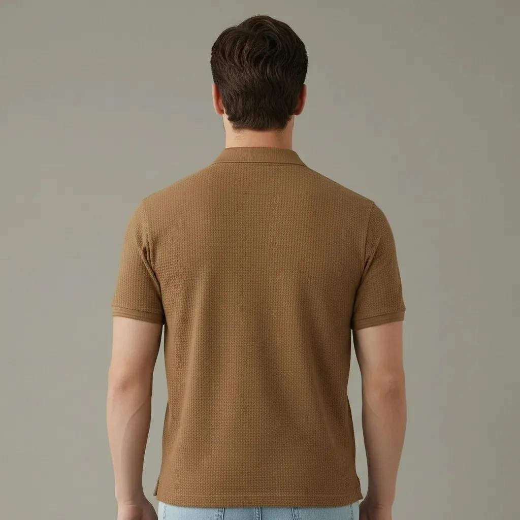 Men Mocha Polo Collar T-shirt