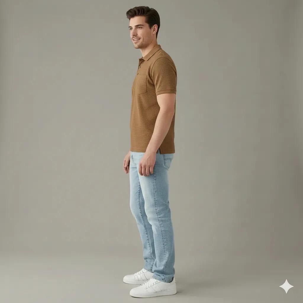 Men Mocha Polo Collar T-shirt