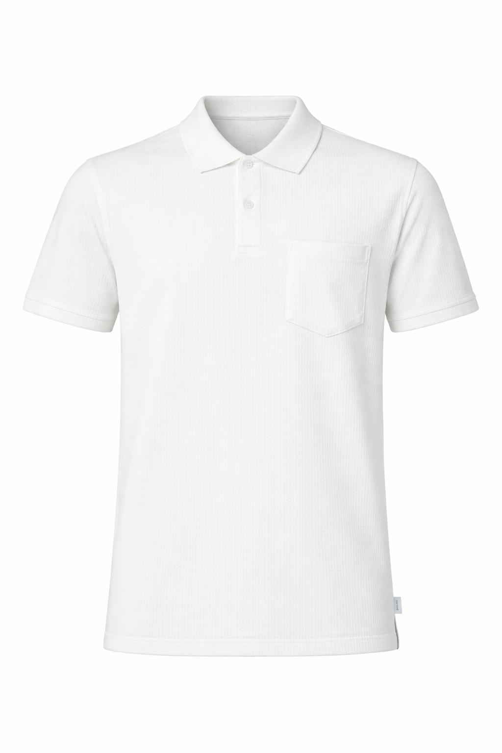 Men Off White Polo Collar Pockets T-shirt