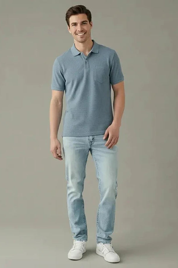 Men Polo Collar Pockets T-shirt