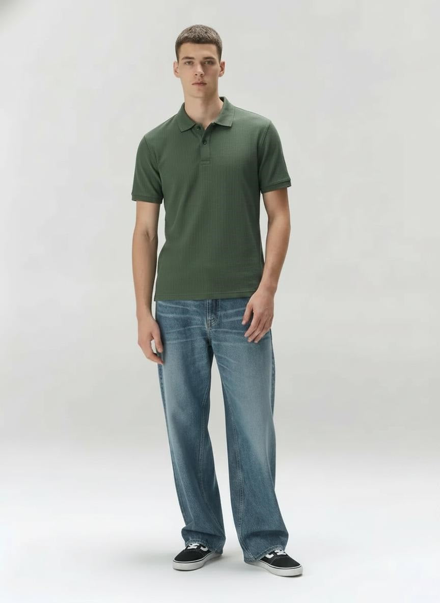 Men Pine Polo Collar T-shirt