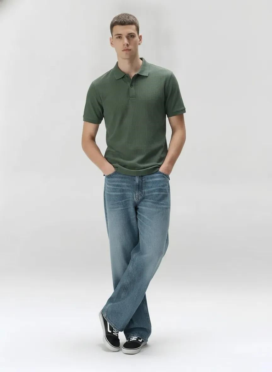 Men Pine Polo Collar T-shirt