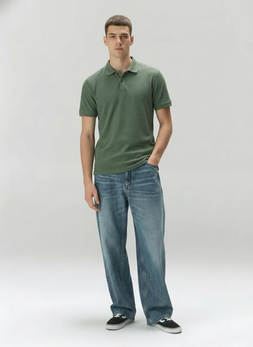 Men Pine Polo Collar T-shirt