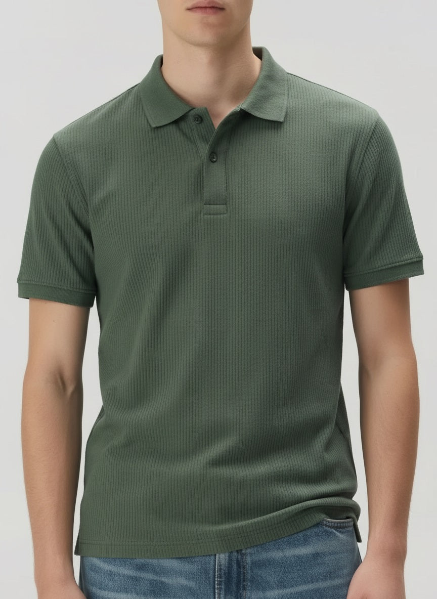 Men Pine Polo Collar T-shirt