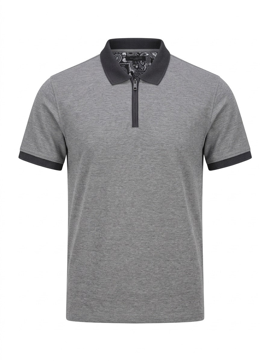 Men Charcoal Sold Polo Collar T-shirt