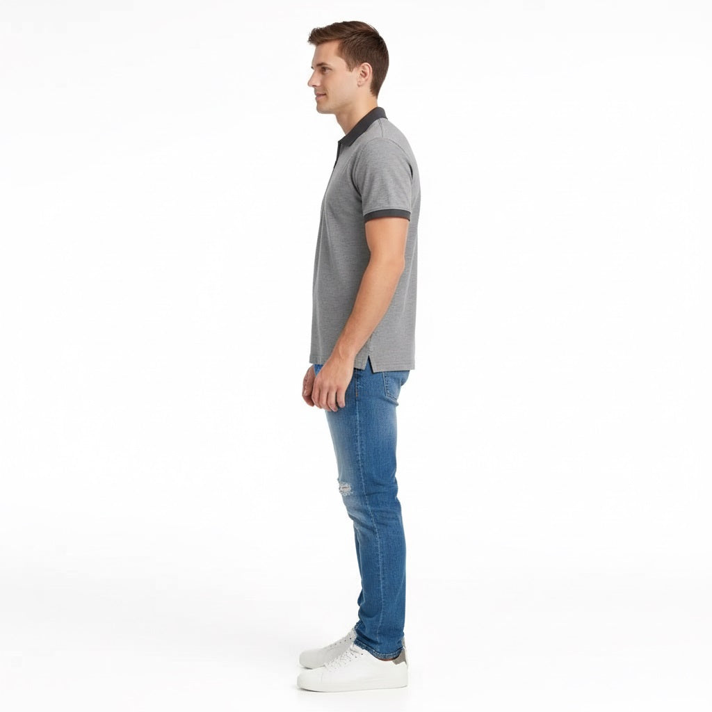 Men Charcoal Sold Polo Collar T-shirt