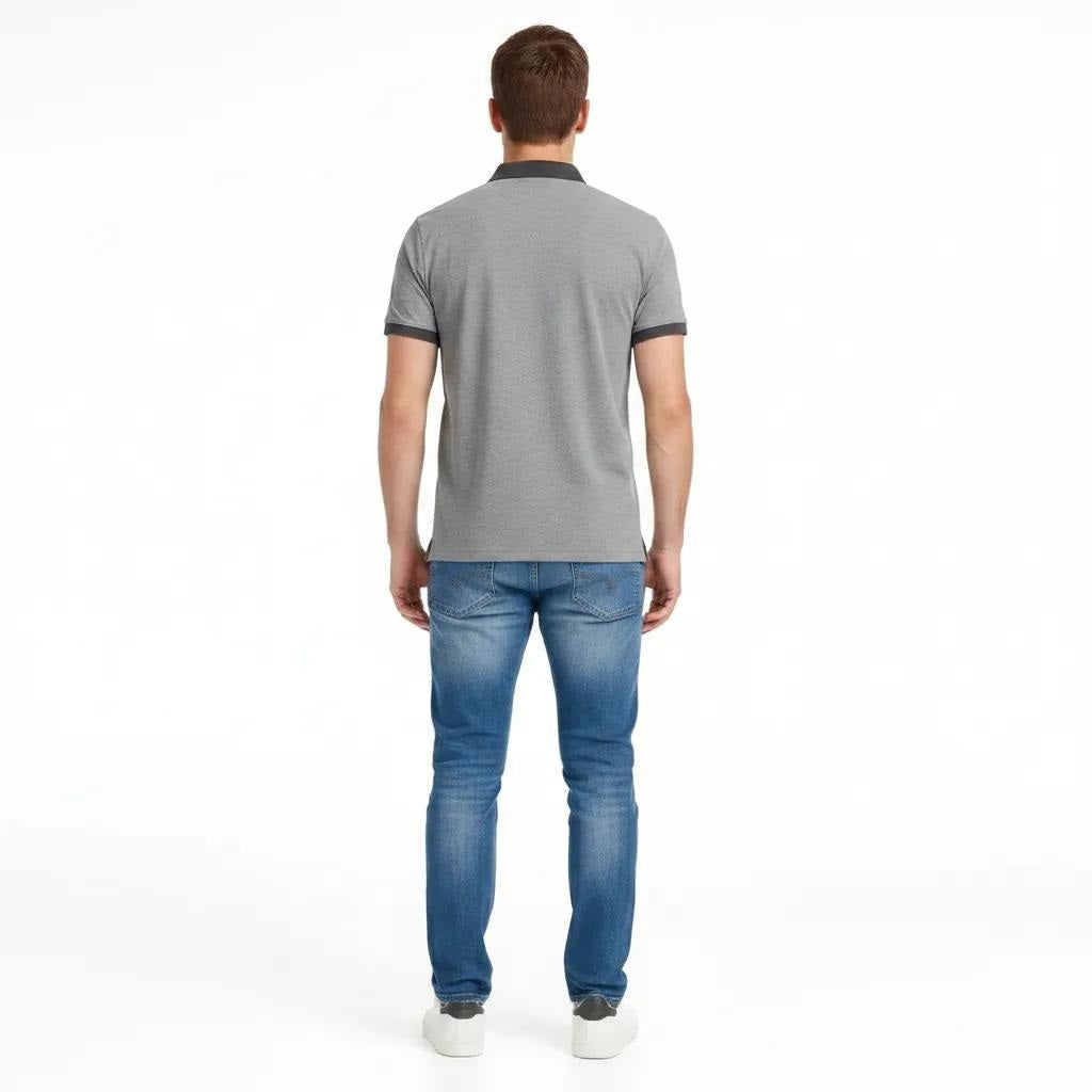 Men Charcoal Sold Polo Collar T-shirt
