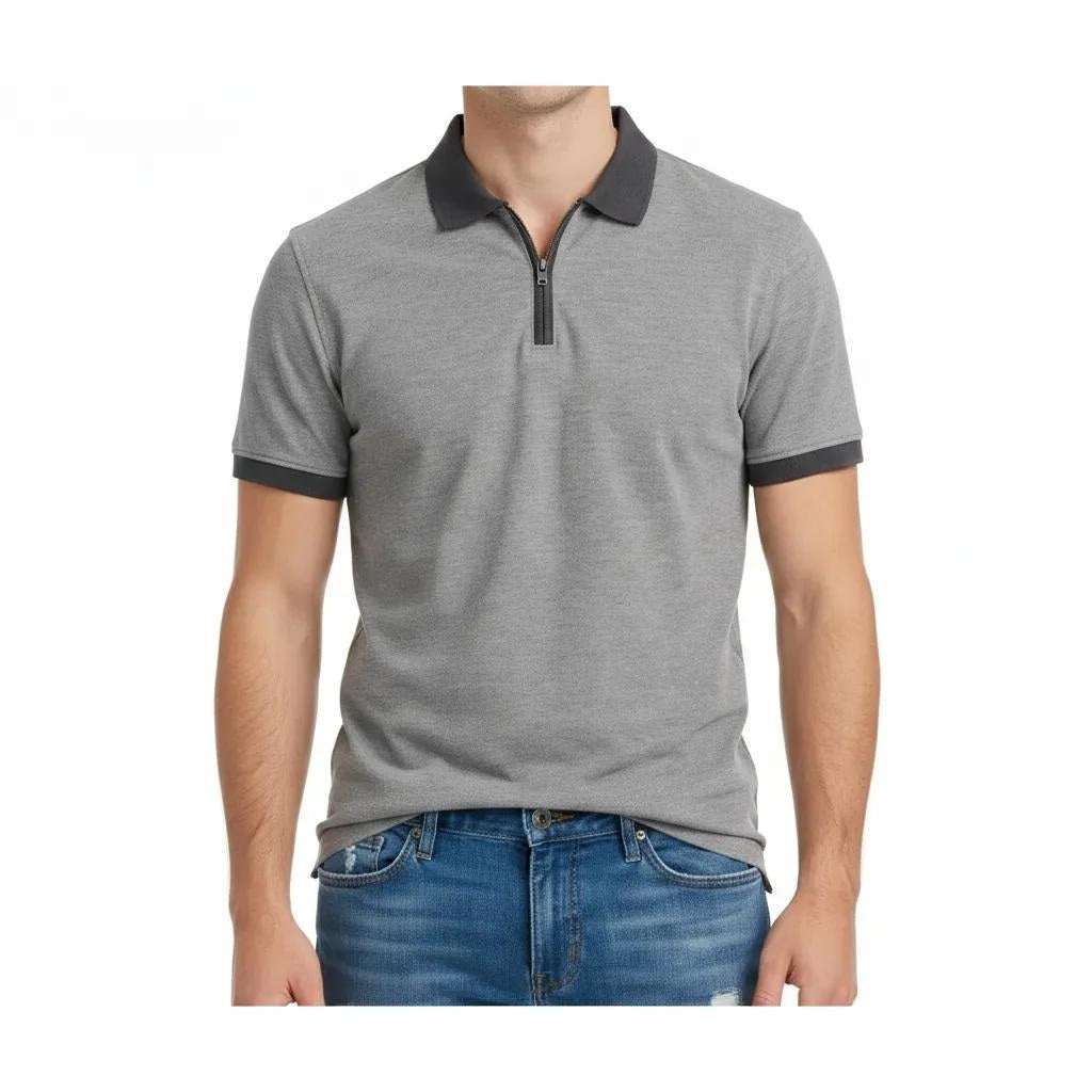 Men Charcoal Sold Polo Collar T-shirt