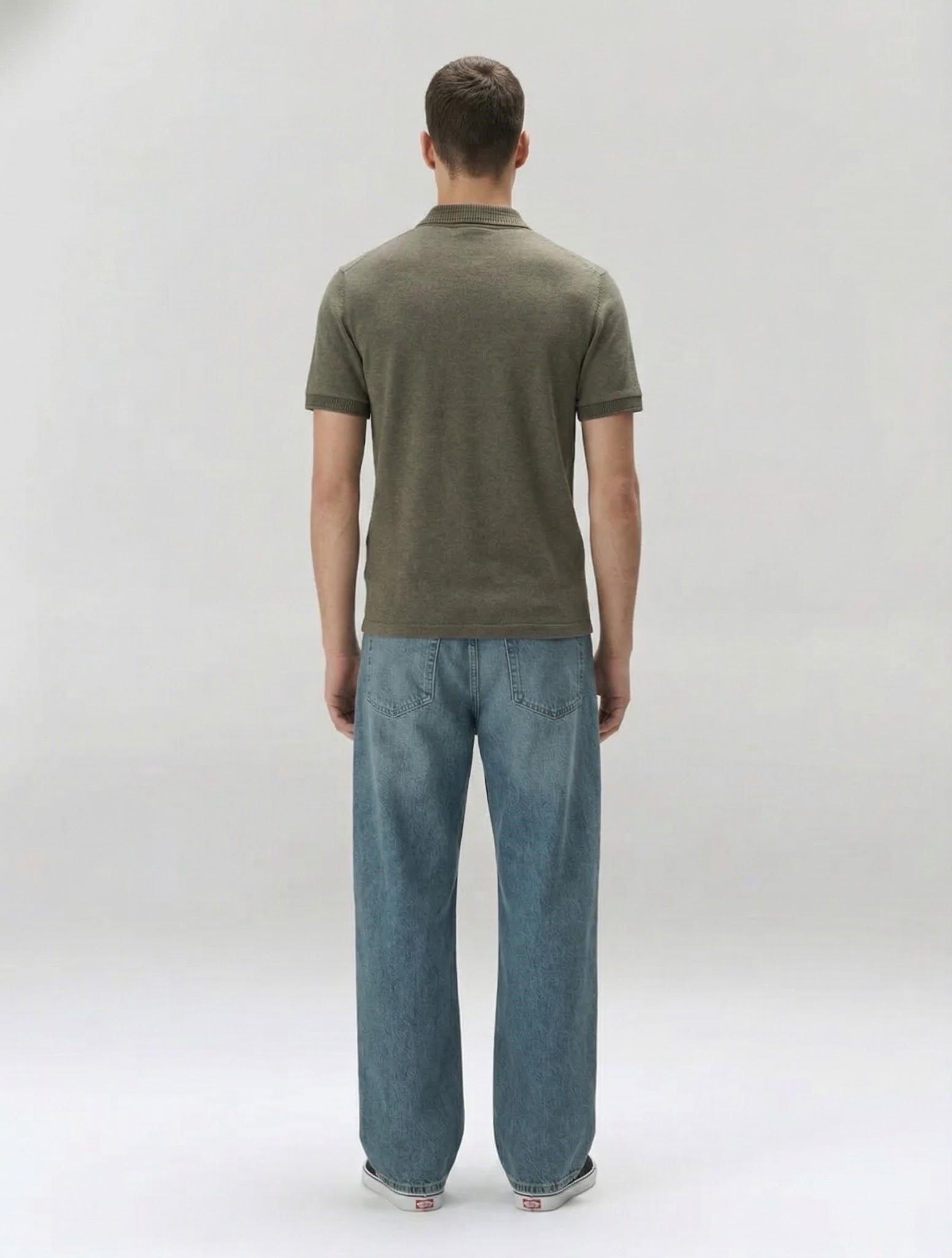 Men Olive Sold Polo Collar T-shirt
