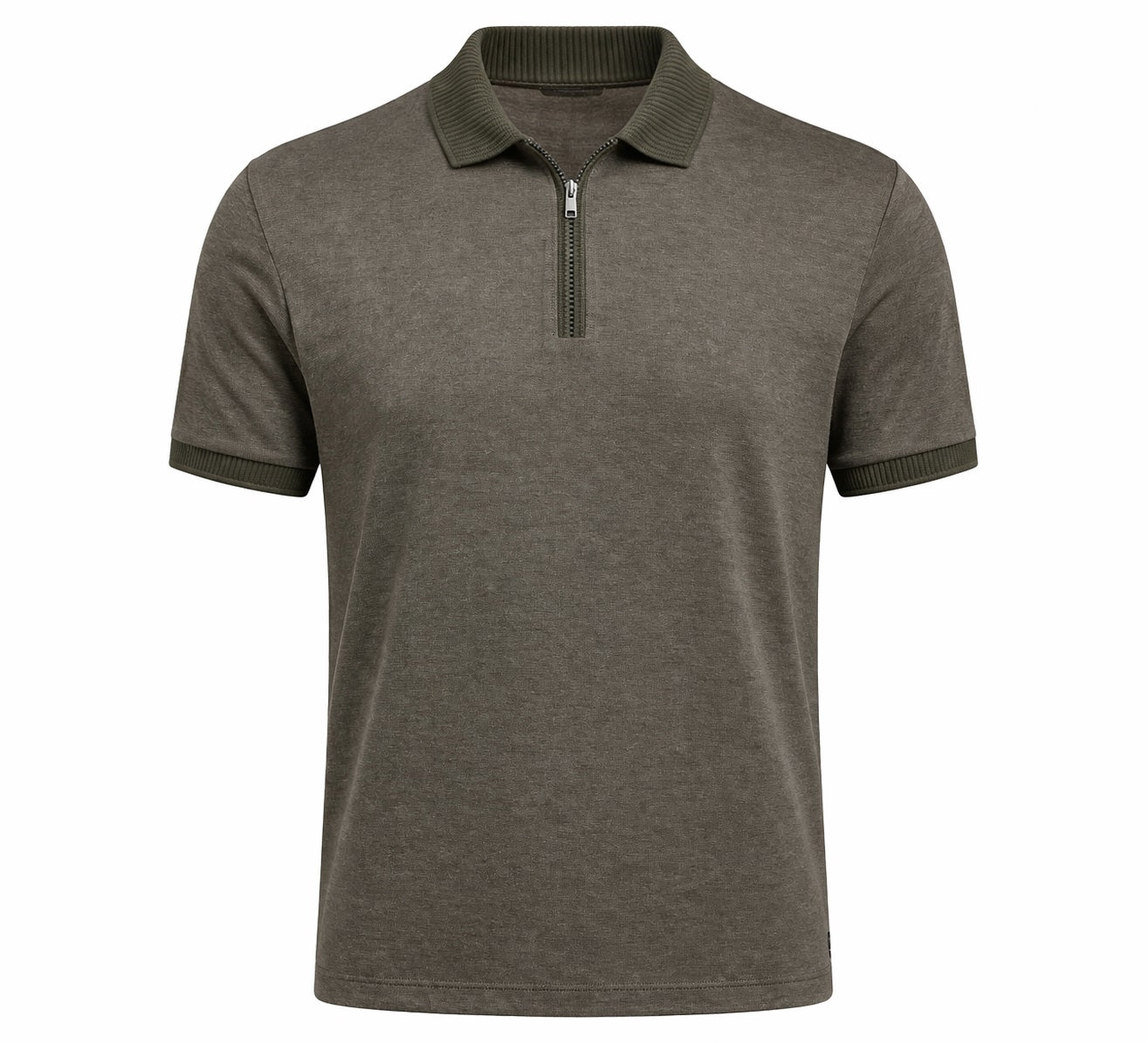 Men Olive Sold Polo Collar T-shirt