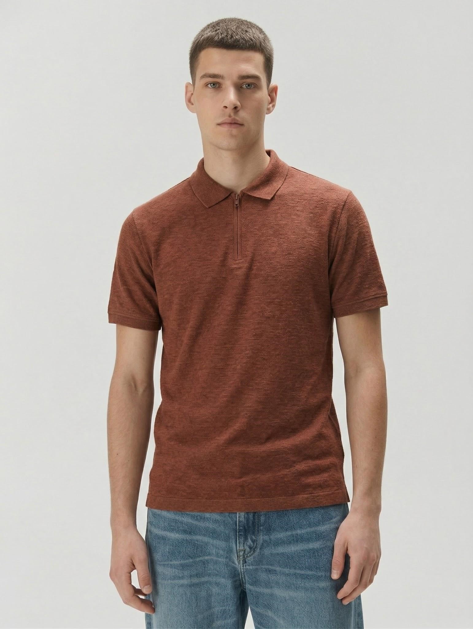 Men Rust Sold Polo Collar T-shirt