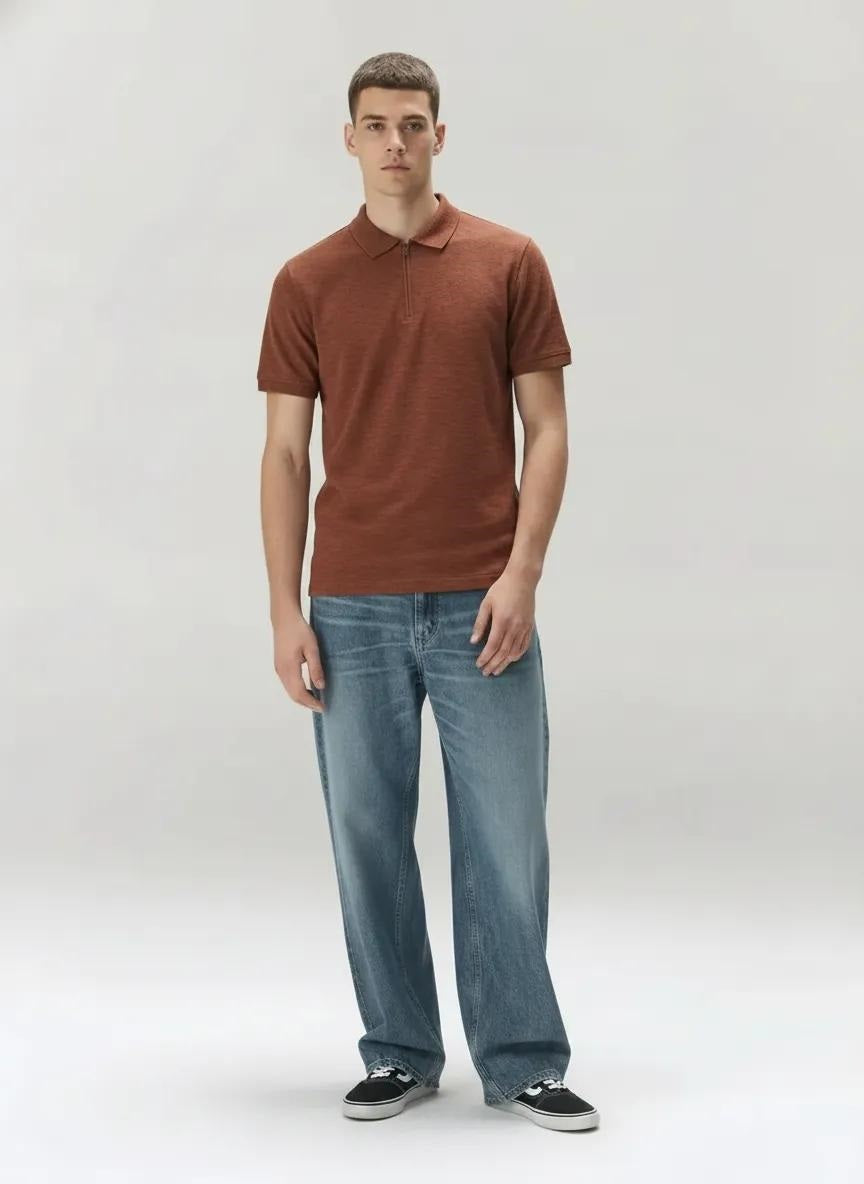 Men Rust Sold Polo Collar T-shirt