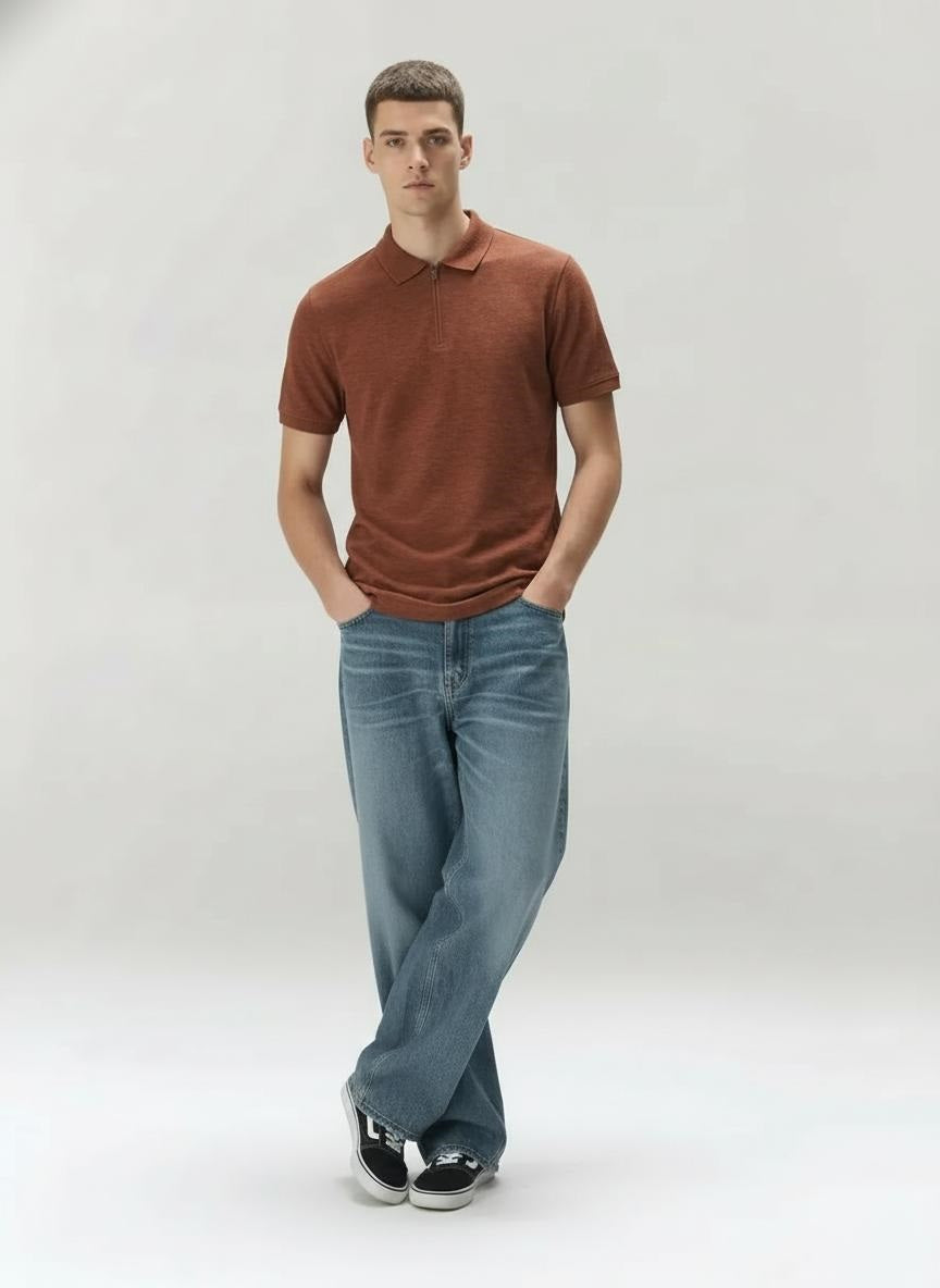 Men Rust Sold Polo Collar T-shirt