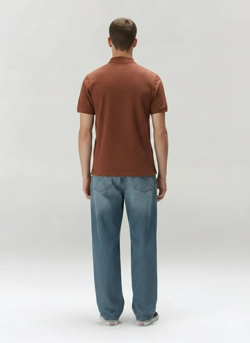 Men Rust Sold Polo Collar T-shirt
