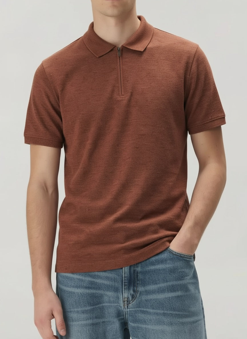 Men Rust Sold Polo Collar T-shirt