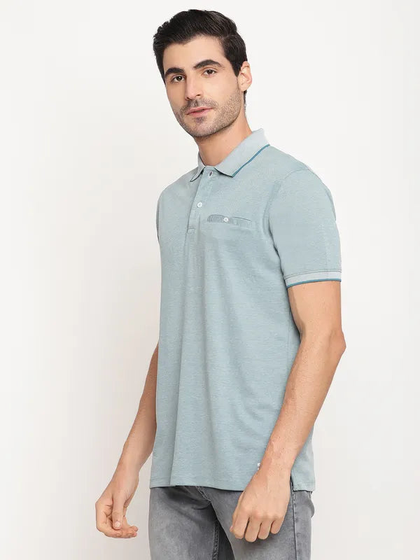 Octave Men Blue Polo Collar T-Shirt