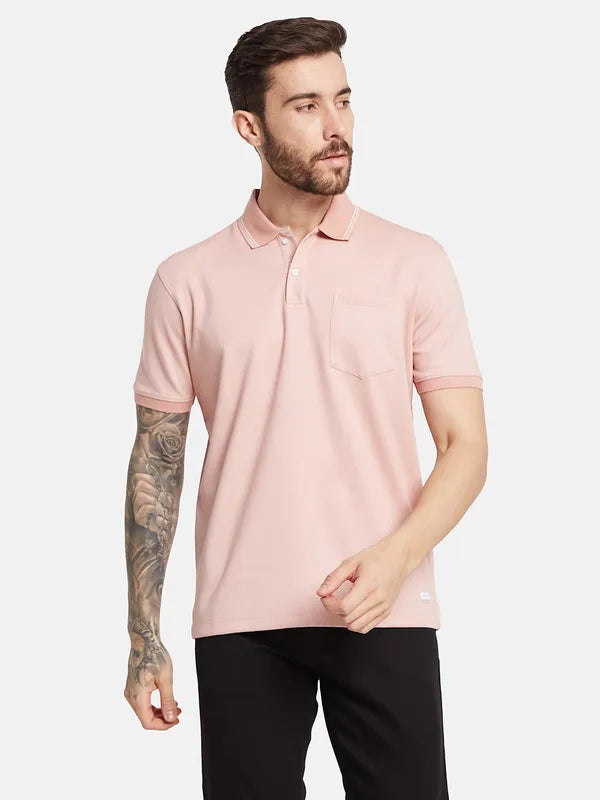 Octave Men Solid Polo Collar Pockets T-Shirt