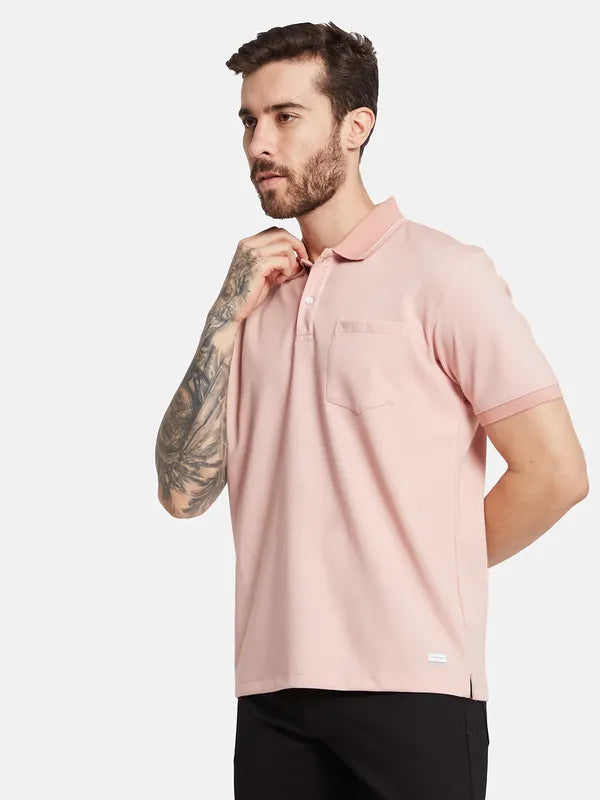 Octave Men Solid Polo Collar Pockets T-Shirt