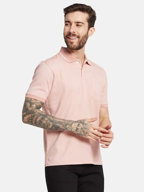 Octave Men Solid Polo Collar Pockets T-Shirt