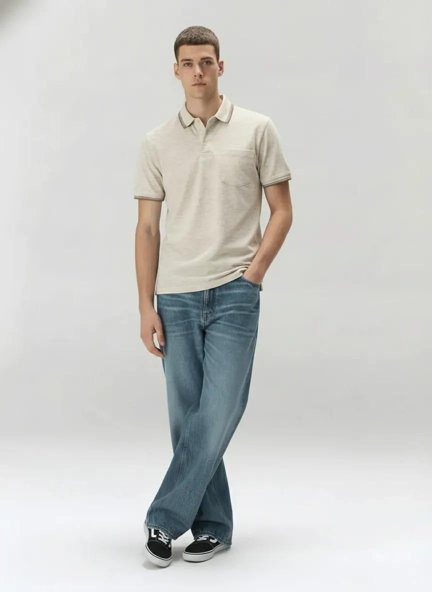 Men Arctic Wolf Polo Collar Solid T-shirt
