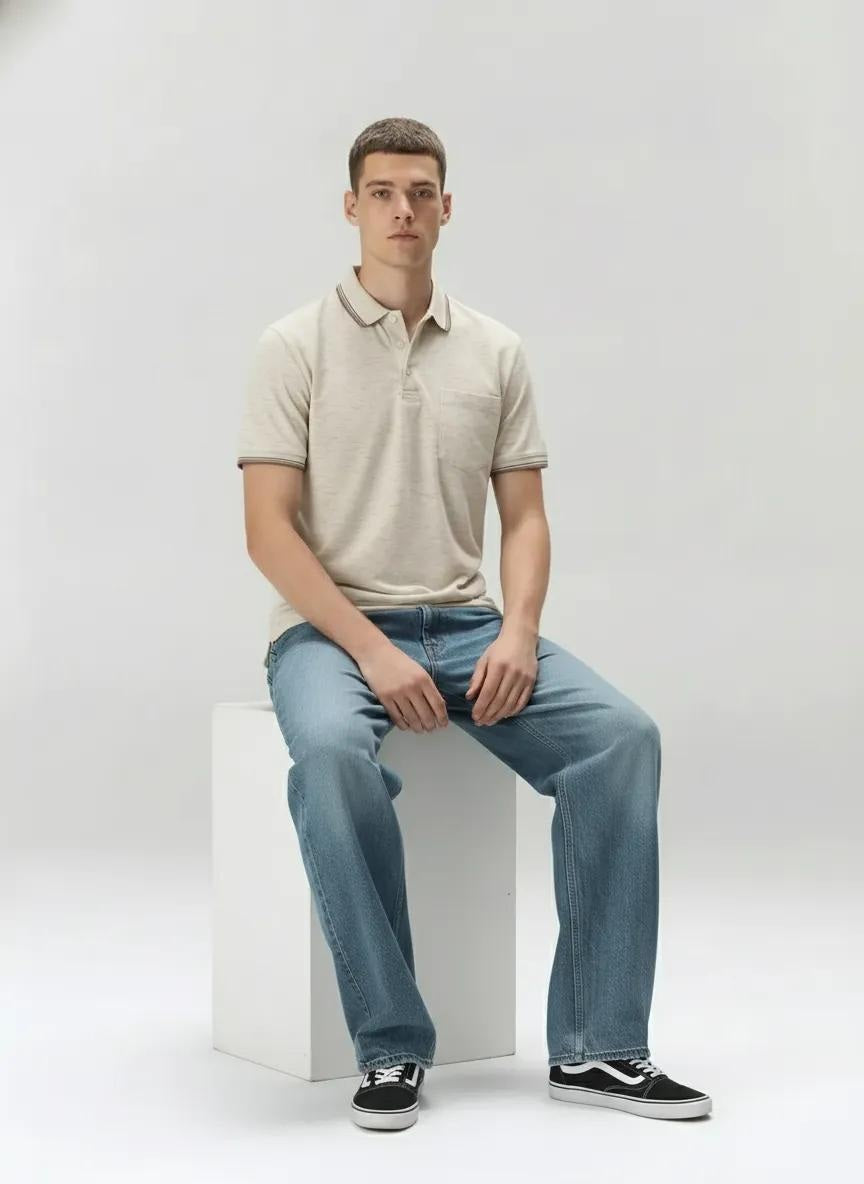 Men Arctic Wolf Polo Collar Solid T-shirt