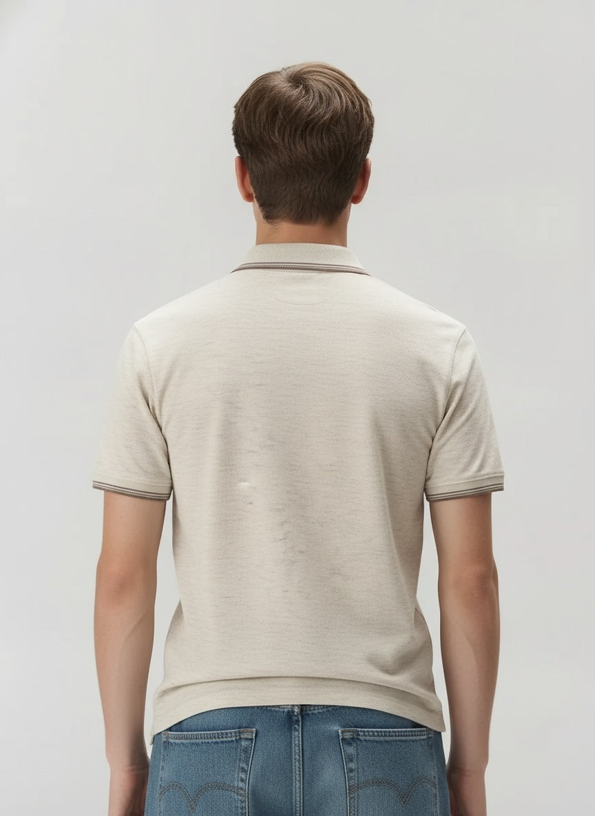 Men Arctic Wolf Polo Collar Solid T-shirt