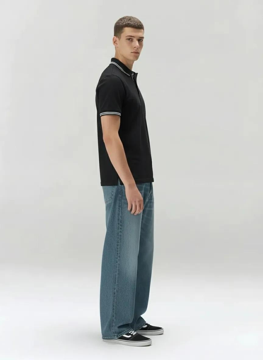 Men Polo Collar Solid T-shirt