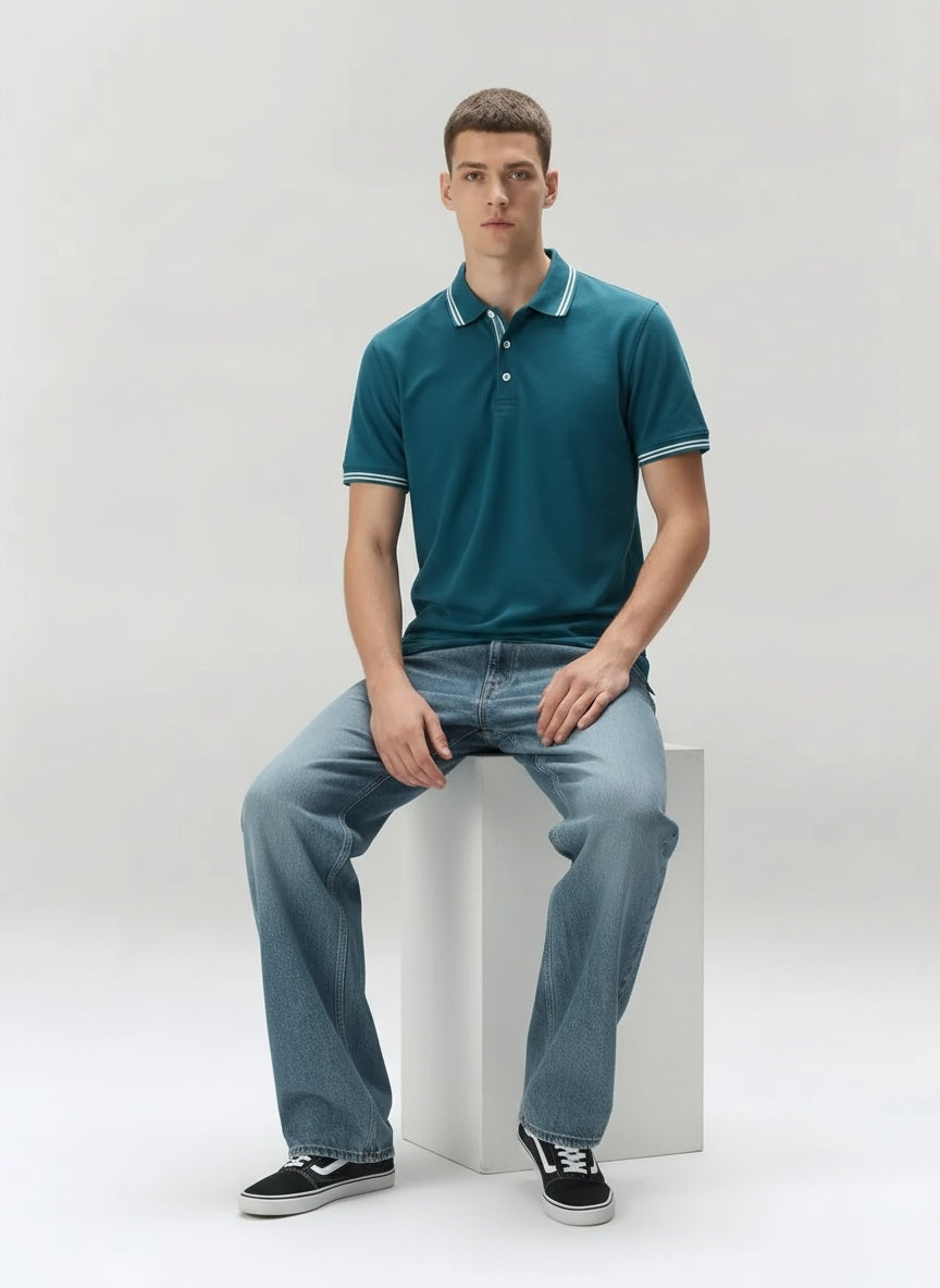 Men Pacific Polo Collar Solid T-shirt