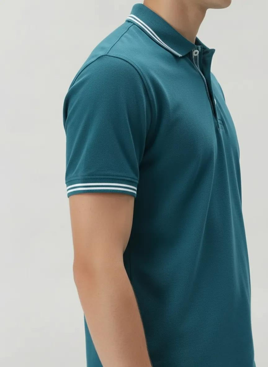 Men Polo Collar Solid T-shirt