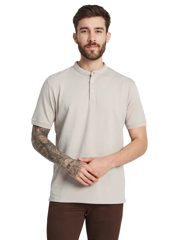 Octave Men Solid Mandarin Collar T-Shirt