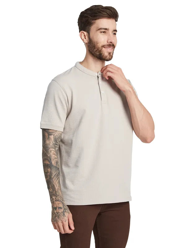 Octave Men Solid Mandarin Collar T-Shirt