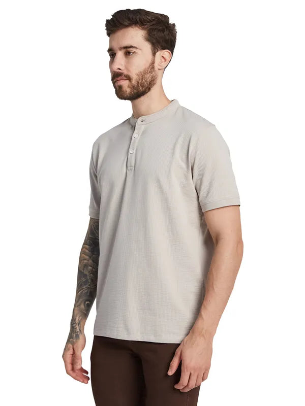 Octave Men Solid Mandarin Collar T-Shirt