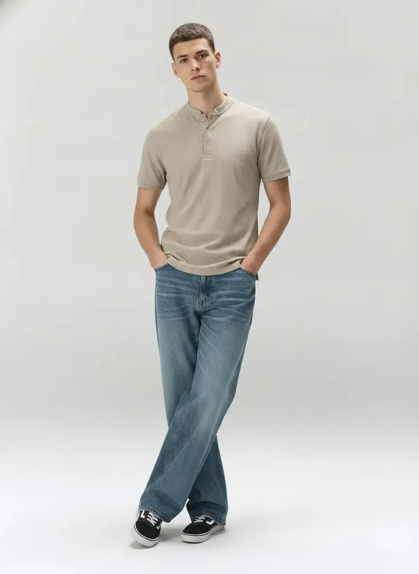 Men Arona Solid High Neck T-shirt