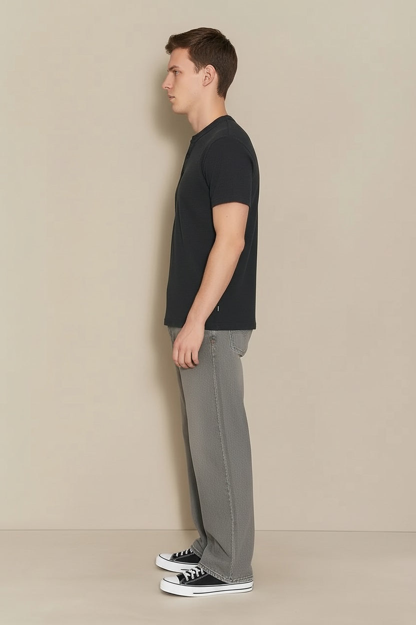 Men Black Solid High Neck T-shirt