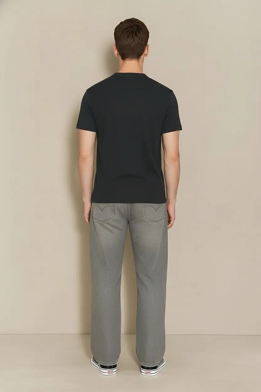 Men Black Solid High Neck T-shirt